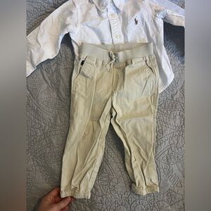 Ralph Lauren Classic White Shirt and Beige Pants